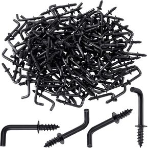 150pcs 1/2" Black Small l Shaped Hooks Screw in Right Angle Hooks Square Bend Hooks Jewelry Hooks