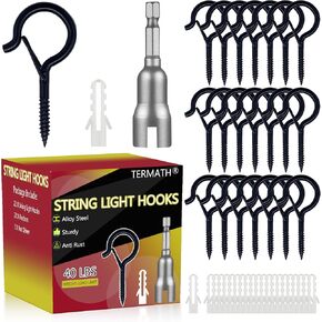 22PCS Outdoor String Light Hooks,Plant Hangers,Screw Eyes Hooks,Wind Chimes Hooks,Cup Hooks