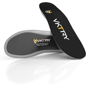VKTRY Silver Performance Insoles–Carbon Fiber Shock Absorbing Inserts, Non-Cleated Shoes–Improve Explosiveness, Protect Against Injury, Optimize Energy Return