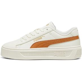 PUMA Women's Smash Platform V3 Sneaker, Warm White-Caramel Latte Gold, 10