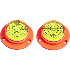 2Pcs Circular Bubble Levels with Plastic Case Base, Round Spirit Level Measuring Layout Tools Levels, Screw Mounted (50x17mm)