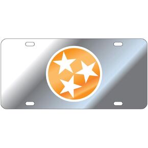 Craftique Tennessee Volunteers Mirror Tri-Star Laser Cut License Plate
