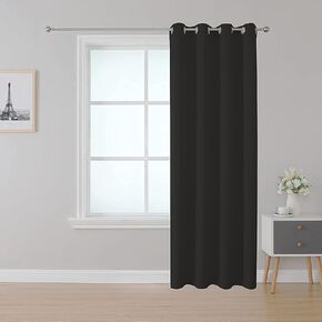 Inherent Flame Retardant Blackout Curtain Fire Resistant Curtains Thermal Insulated Grommet for Room Divider Black 52 x 95 1 Panel