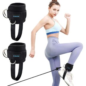 Brebebe 1 Pair Fitness Ankle Strap for Cable Machine, Adjustable Women Men Ankle Strap Kickbacks with Fixed Rope, Foot Legs Muscle Strength Exercises, Gym Glute HIPS Workouts Thighs Power Trainer