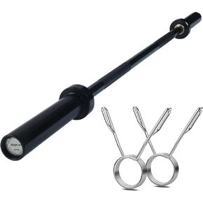 MAYCAN Olympic Barbell straight Bar, 4FT Bearing Barbell Bar Comes with Two Spring Collars Suitable for Weightlifting, Hip Thrusts, Squats and Lunges