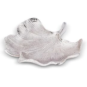 Abbott Collection Home 30-GINGKO-463 Small Gingko Leaf Plate, Silver in Kuwait