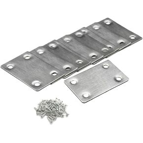 2.4 x 1.5 Inch Metal Flat Straight Brace Bracket 1.5 MM Thickness Metal Flat Straight Mending Plates Fixing Corner Brace for Furniture, Wood, Shelves, Cabinet （10 Pcs）