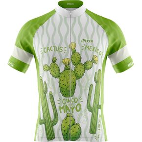WIXEN Men's Cycling Jersey 3+1 Rear Zipper Pocket Biking Shirts Moisture Wicking UPF 50+ Full Zip Cycling Jersey