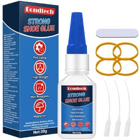 Shoe Glue 30 g, Shoe Glue Sole Repair Instant, Shoe Sole Glue Waterproof, with Anti-Clog Cap, Clear Heavy Duty Shoe Glue for Rubber Soles, Boots, Sneakers, Soles, Sandals, Leathers, Handbags and More