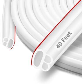 40 Feet Rubber Door Weather Stripping Door Seal Large Gap and Easy Installation, Self-Adhesive Universal Car Door Weather Stripping Door Seal Strip for Door Frame(White)