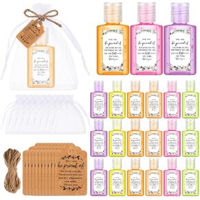 Frienda 24 Set Rainbow Christian Hand Sanitizer Gift Set Bible Verse Mini Hand Sanitizer with Inspirational Scripture Religious Travel Size Hand Sanitizer Bulk Christian Gift for Women Church Coworker