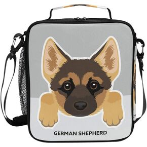 Dog Pattern Lunch Box German Shepherd Insulated Lunch Bag Reusable Cooler Meal Prep Bags Lunch Tote with Shoulder Strap for School Kids Office Adult