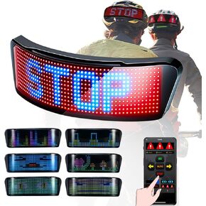 PChero App Control Cycling Helmet Taillight, Programmable LED Matrix Panel with Turn Signal Speedometer APP Custom Sign Display Helmet Light for Motorcycle Ski Helmet Men Women Kids Night Riding