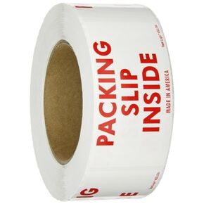 Aviditi Tape Logic 2" x 4", "Packing Slip Inside" Red/White Sticker, For Shipping, Handling, Packing, and Moving (1 Roll of 500 Labels)