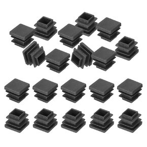 PATIKIL 5/8"x5/8" Plastic Tubing End Caps, 20Pcs Square Hole Plug Insert for Square Iron Pipe Chair Leg Table Bookshelves Patio Furniture, Black