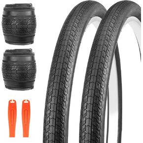 20/24/26 x 1.75 Bike Tire 1/2 Pack 20/24/26 Bike Tire Moutain Bike Tires Folding Replacement Tires Fits Most Bikes,BMX Tires 20/24/26 Inch,Black - 1/2 Tire 2 Levers