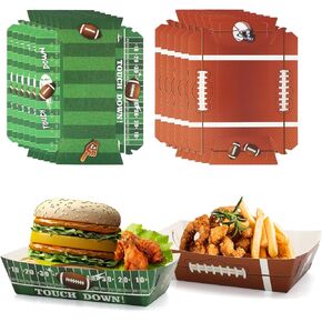 Dohia Football Disposable Paper Trays Football Party Favors Fair Food Boats Plate Trays Football Bowls Serving Tray Nacho Trays ST1-GLQLSH