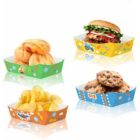 36Pcs Orange Blue Party Paper Trays Blue Orange Disposable Paper Food Serving Trays for Nacho Fries Taco Snack for Baby Shower Birthday Party Supplies