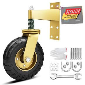 Gate Wheel 6inch Fence Gate Wheels for Metal Tube Gate 360 Degree Rotation Spring Loaded Heavy Duty Gate Caster with Screws & Screwdriver（Gold）
