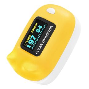 Child Pulse Oximeter Blood Oxygen Saturation Monitor, Neck/wrist Cord, Batteries included, Yellow
