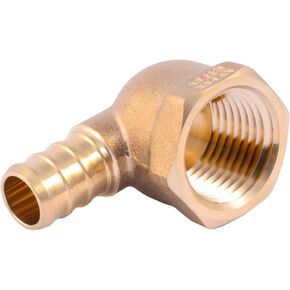 SharkBite 1/2 x 1/2 Inch FNPT Brass Crimp 90 Degree Elbow, PEX Pipe, PE-RT, UC308LFZ