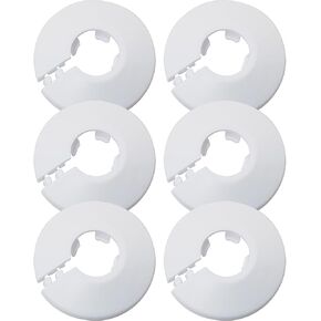 6pcs 1/2inch Flange Water Pipe Cover Decoration 16mm White Pipe Cover Radiator for Wall Pipe Decoration
