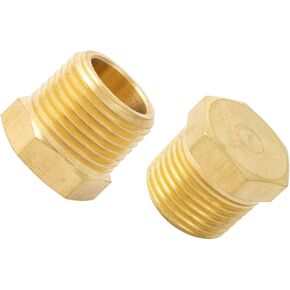 SUNGATOR 3PCS Brass Pipe Plug Fitting, 1/4" NPT Male Outer Hex Thread Fittings, Socket Pipe Plug Fitting