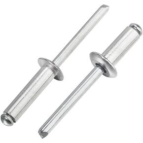 Linkup 50pcs pack 1/4" x 1" Pop blind Rivets, 6.4mm x 25mm pop rivets,Aluminum Body Steel Mandrel Rivets (Sliver),Dome Head aluminum rivets
