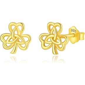 INFUSEU Irish Gifts Celtic Knot Shamrock Claddagh Earrings for Women Girls Sterling Silver Jewelry