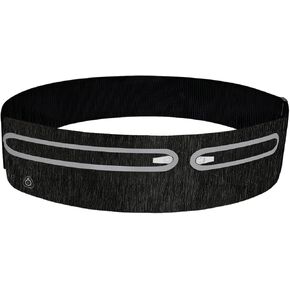 Running belt with 2 Pockets & Reflective Tape, Lightweight and Water Resistant, Adjustable Waist Belt Bag for Women/Men, Black