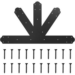 Gable Plate Black Powder-Coated Truss Connector Plates, 8:12 Pitch Gable Bracket, 4 mm / 0.16" Steel Truss Nail Plates, Decorative Gable Plate with Bolts for Wooden Beam Use