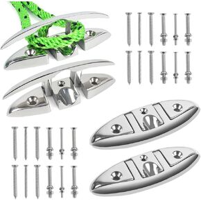 5in/6in Boat Cleats,316 Stainless Steel Folding Boat Dock Cleats,Flip Up Dock Cleat Rope Cleat for Boat,Yacht,Decks,Dock Line Mooring,Fasteners Included (2/4Pack)