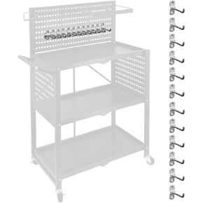 Lumizone 3-Tier Foldable Rolling Tool Cart with Wheels, Utility Cart with Pegboard for Garage Organizer and Tool Storage, Power Tool Storage Cart on Wheels (Tool Cart)