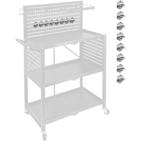 Lumizone 3-Tier Foldable Rolling Tool Cart with Wheels, Utility Cart with Pegboard for Garage Organizer and Tool Storage, Power Tool Storage Cart on Wheels (Tool Cart)