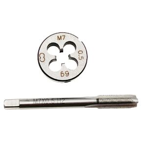 M7 x 0.5 Metric HSS Tap and Die Set Right Hand M7x0.5 Tap Die Machine Screw RH, M7 x 0.5 Tap Threading Tool Machine M7 x 0.5 Thread Tap and Round Die