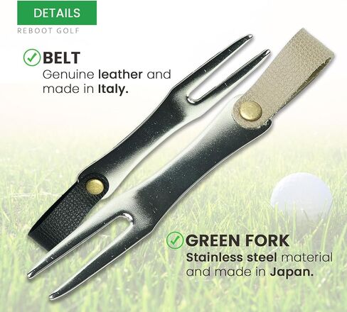 Reboot Golf Portable Stainless Steel Golf Green Fork with Genuine Leather Belt in Saudi Arabia