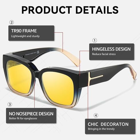 SIPHEW Blue Light Blocking Fit Over Glasses for Women, Fashion Computer Gaming Phone TV Glasses Anti Eyestrain, Sleep Better in Saudi Arabia