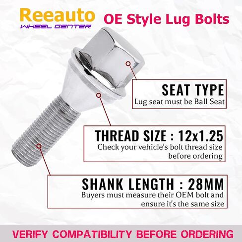 12x1.25 Wheel Stud Lug Bolts, 2.45 Inch 28mm Shank 19mm Hex Conical Seat Replacement for 2018-2022 Compass, 2014-2022 Cherokee, 2014-2020 Renegade, Set of 20 in Saudi Arabia