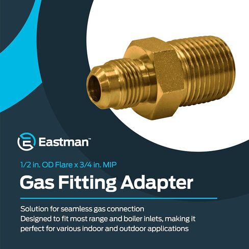 Eastman 1/2 بوصة OD Flare x 1/2 بوصة MIP محول تركيب الغاز للغاز الطبيعي والبروبان السائل، فولاذ مطلي بالزنك، 65704B in Saudi Arabia
