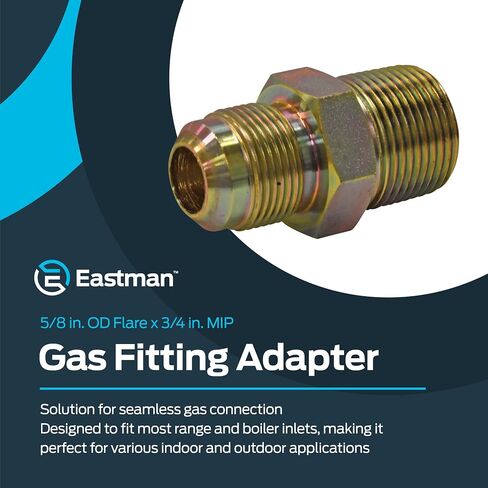 Eastman 1/2 بوصة OD Flare x 1/2 بوصة MIP محول تركيب الغاز للغاز الطبيعي والبروبان السائل، فولاذ مطلي بالزنك، 65704B in Saudi Arabia