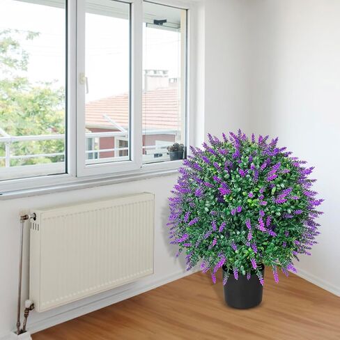 WAYNHUI طويل القامة الاصطناعي الخزامى / الورد شجرة الكرة توبياري مجموعة من 2 حزمة الشجيرات بوعاء مقاومة للأشعة فوق البنفسجية بوعاء النباتات للداخلية في الهواء الطلق حديقة المنزل (الورد) in Kuwait