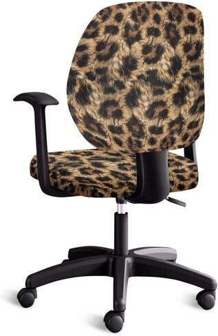 Leopard Print Office Chair Covers, 2 Piece Office Chair Protector Cover, Breathable Washable Computer Desk Chair Cover, Universal Office Chair Covers in Kuwait