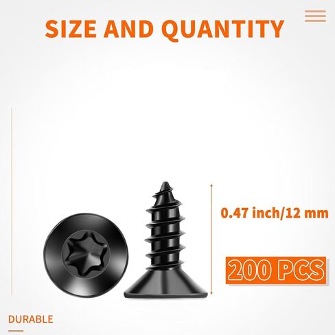 100 PCS #6 x 1" Flat Head Torx/Star Wood Screws, 18-8 (A2) Stainless Steel, Full Threaded & Black Coated for Durability, T15 Drive Bit Included, No.6 X 1" Multipurpose Screw by TPOHH in Saudi Arabia