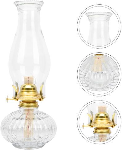 Large Chamber Oil Lamps, 2 PCS Glass Clear Kerosene Lamp Indoor Decorative Vintage Hurricane Lamp Oil Lantern in Saudi Arabia