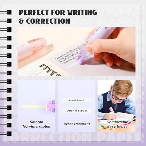 4 Pcs Refillable Retractable Correction Tape with 4 Extra Refills Cute Pen Shaped Correction Tape Aesthetic Correction Tape Set for Office School Supplies, 4 Colors in Saudi Arabia