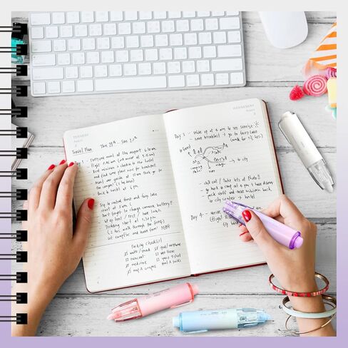 4 Pcs Refillable Retractable Correction Tape with 4 Extra Refills Cute Pen Shaped Correction Tape Aesthetic Correction Tape Set for Office School Supplies, 4 Colors in Saudi Arabia