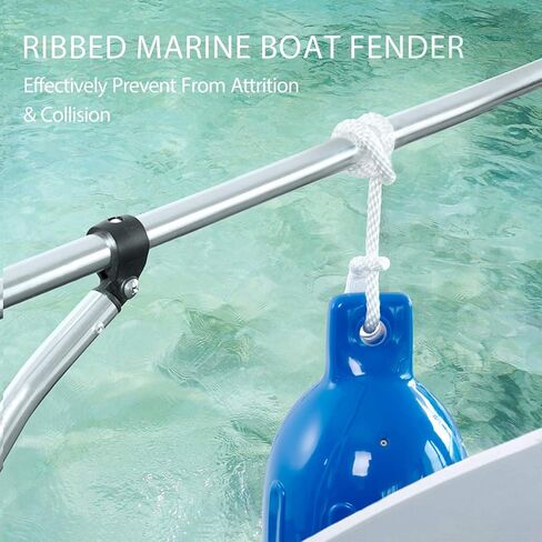 VIVOHOME Vinyl Ribbed Boat Fenders 4 Pack, Boat Bumpers with Ropes, Needles, and Pump to Inflate Fit for Yachts, Sailing Dinghies, Bass Boats, Black in Saudi Arabia
