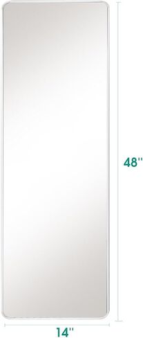 48"x 14" Door Mirror, Full Length Mirror Wall Mounted, Over The Door Mirror, Full Body Mirror, Hanging Mirror Rounded Corner -White in Saudi Arabia