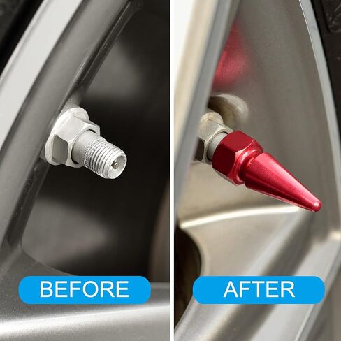 أغطية جذعية للصمام من الألومنيوم، 5 قطع من أغطية صمامات إطارات عجلة السيارة مقاومة للتسرب والغبار مع 5 قطع من قلوب الصمامات، مناسبة عالميًا لسيارات الدفع الرباعي والشاحنات والدراجات النارية وملونة in Kuwait