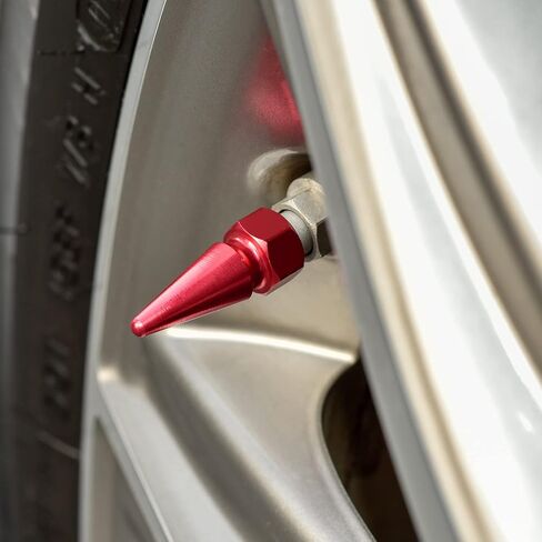 أغطية جذعية للصمام من الألومنيوم، 5 قطع من أغطية صمامات إطارات عجلة السيارة مقاومة للتسرب والغبار مع 5 قطع من قلوب الصمامات، مناسبة عالميًا لسيارات الدفع الرباعي والشاحنات والدراجات النارية وملونة in Kuwait